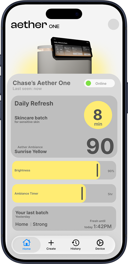 Aether app on iPhone 17 Pro in Deep Blue
